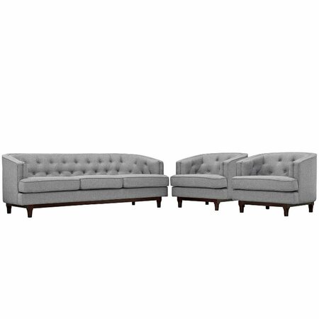 MODWAY FURNITURE Coast Living Room Sofa Set, Light Gray - Set of 3 EEI-2448-LGR-SET